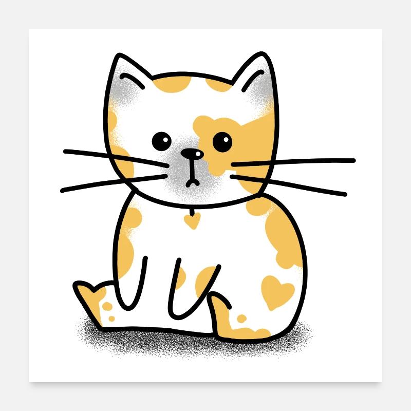 Mignon drôle chat blanc assis Poster 60 x 60 cm
