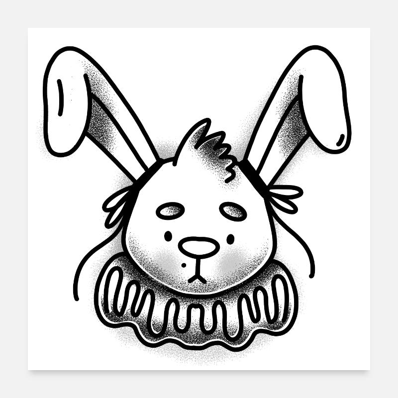 Tattoo rabbit in traditional clothes Poster 24" x 24" (60x60 cm)