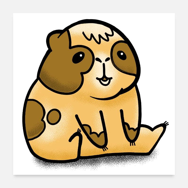 Cochon d’Inde squat assis Poster 60 x 60 cm