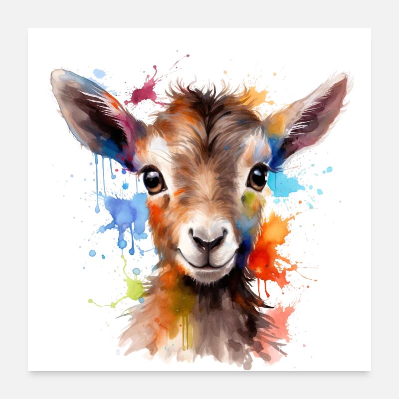 Bébé chèvre, chevreau - Poster 60 x 60 cm - blanc