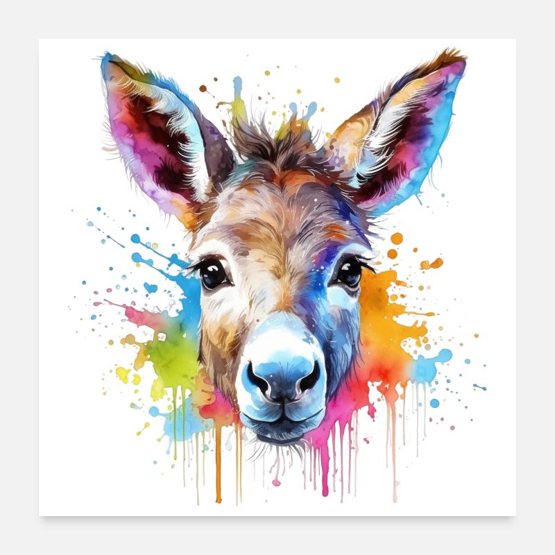 Mets un peu de couleur avec cet bébé âne! Poster 60 x 60 cm