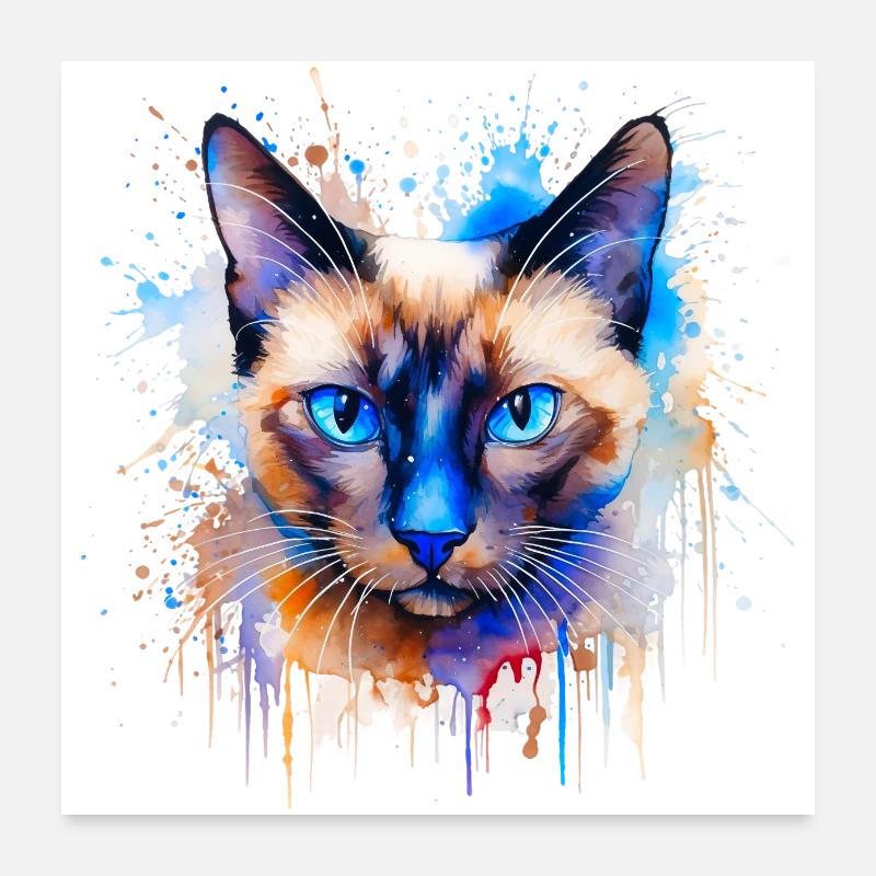 Siamkatze - Poster 60x60 cm - Weiß