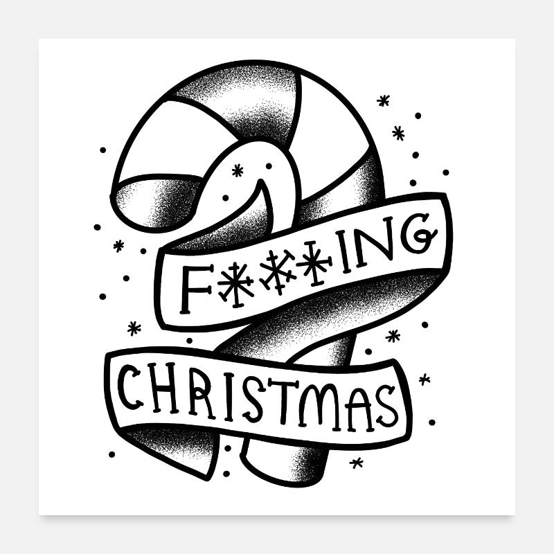 F***ing Christmas with candy Cane Poster 24" x 24" (60x60 cm)