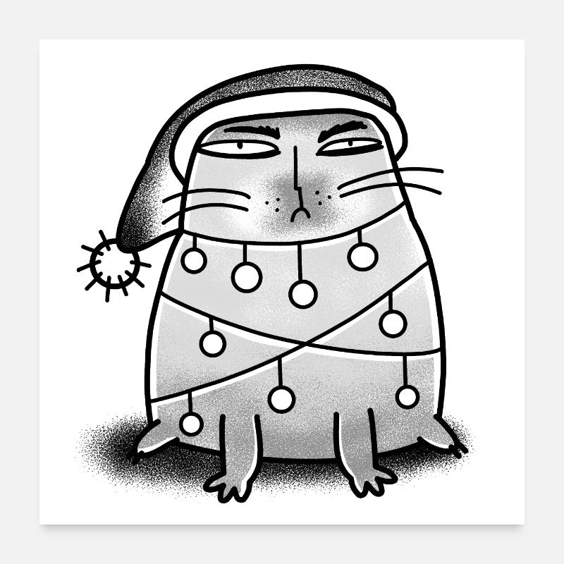 Wütender Weihnachtsbaum (der eigentlich eine Katze ist) Poster 60x60 cm