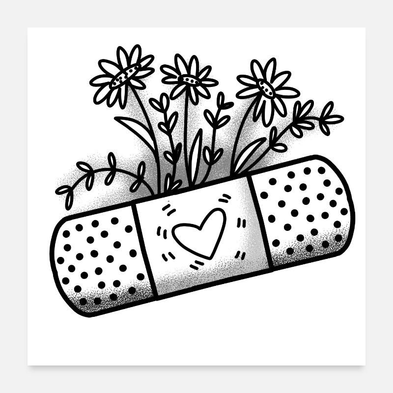 Pflaster Glattpflaster mit Blumen Poster 60x60 cm