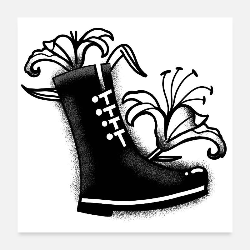 Botte noire avec fleurs de lys Poster 60 x 60 cm