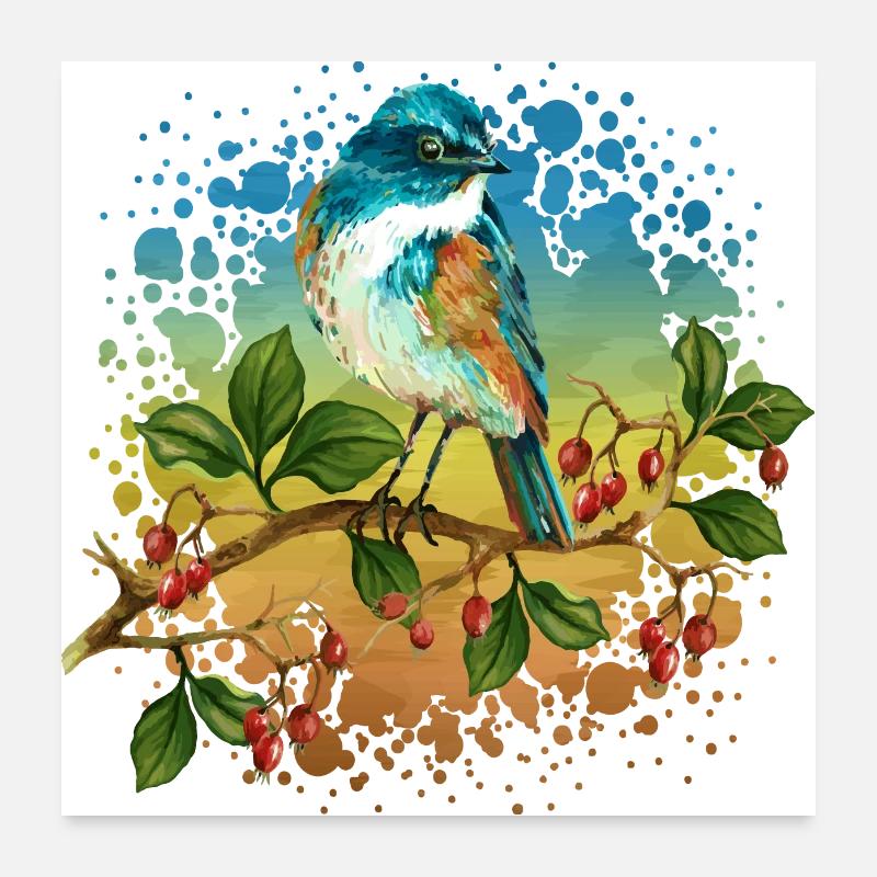 Bunter Vogel Poster 60x60 cm