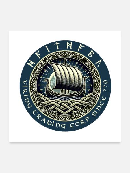 Haithabu Viking Trading - Poster 60 x 60 cm - blanc - Devant