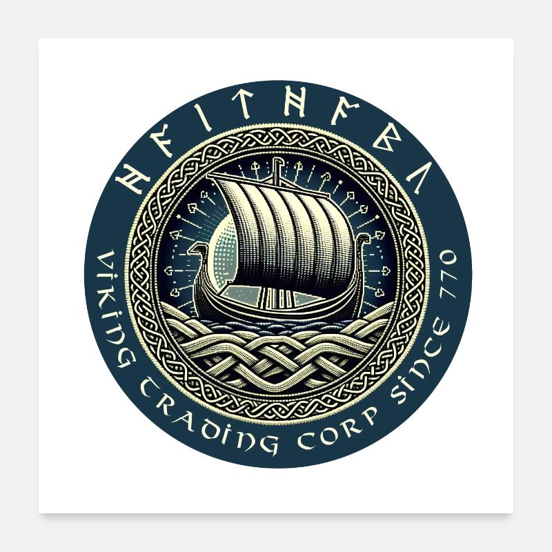 Haithabu Viking Trading Poster 60x60 cm