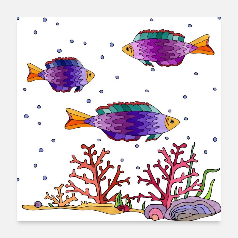 Poissons Poster 60 x 60 cm