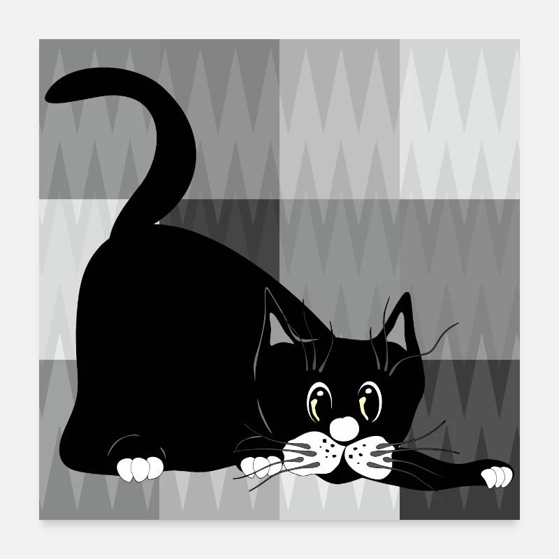 Katze - Poster 60x60 cm - Weiß