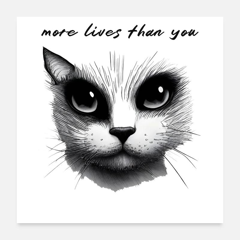 Cat poster - Poster 60x60 cm - Weiß