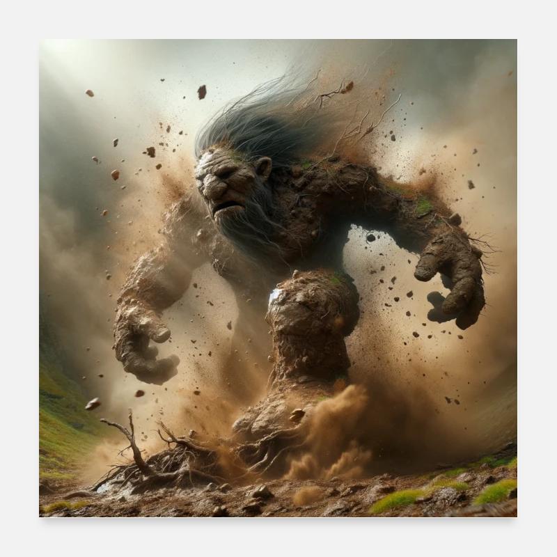 Troll taucht aus der Erde auf Poster 60x60 cm