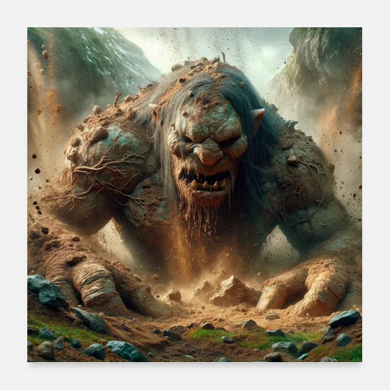 Le troll sort du sol Poster 60 x 60 cm
