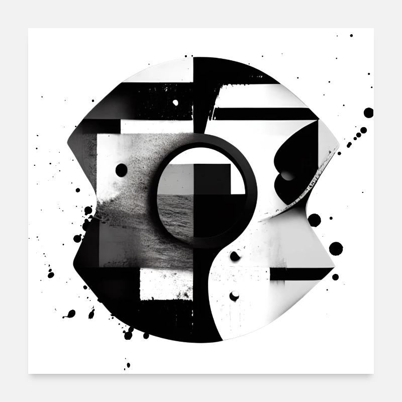 Abstrait Monochrome Art, Design Graphique Moderne - Poster 60 x 60 cm - blanc