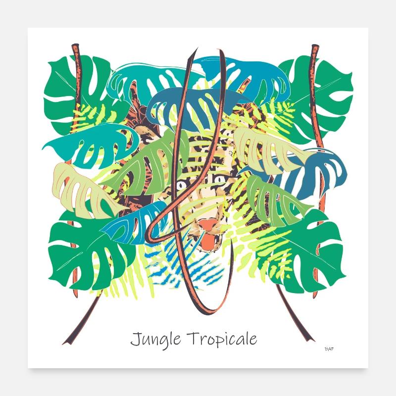 Jungle tropicale, mais où est la panthère Poster 60 x 60 cm