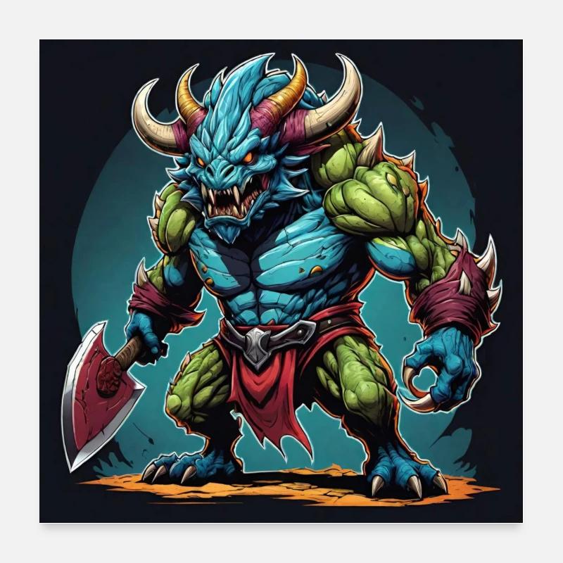 Monster mit Waffe Poster 60x60 cm