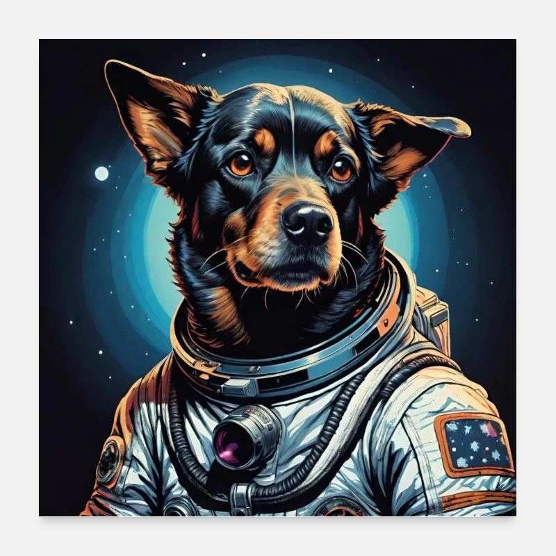 Chien dans l’espace Poster 60 x 60 cm