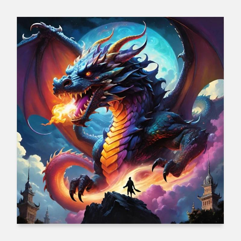 L’invocation d’un dragon. Poster 60 x 60 cm