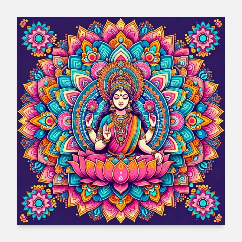 Déesse hindoue Lakshmi Poster 60 x 60 cm