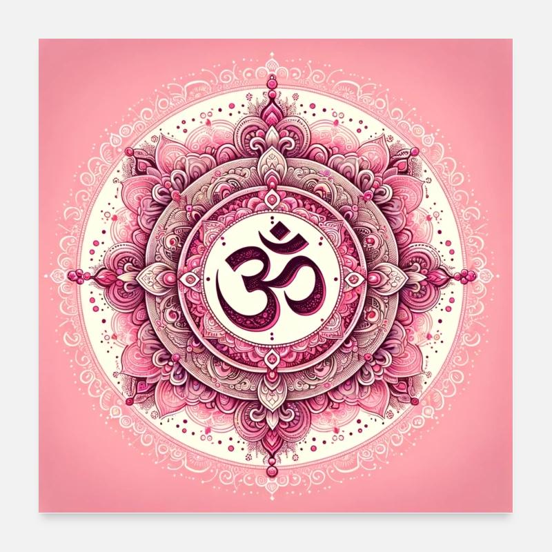 Symbole sacré hindou Aum Om - Poster 60 x 60 cm - blanc
