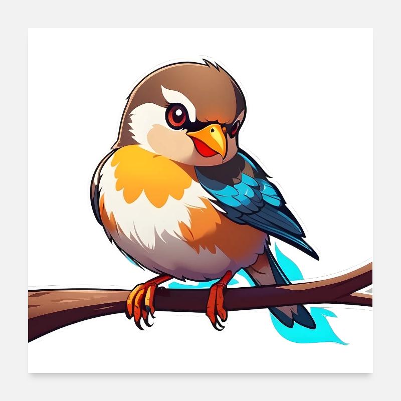 jeune moineau Poster 60 x 60 cm