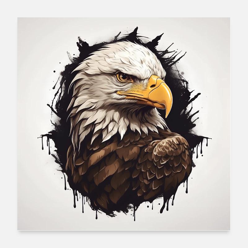 Fier portrait de pygargue à tête blanche dans un style graphique Poster 60 x 60 cm
