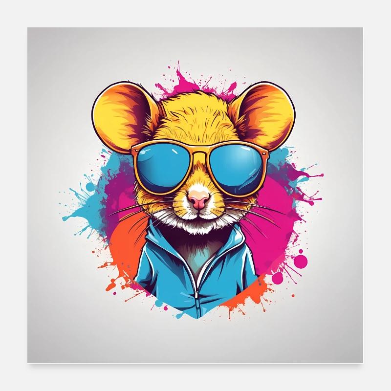 Coole liebenswerte Maus mit Sonnenbrille Poster 60x60 cm