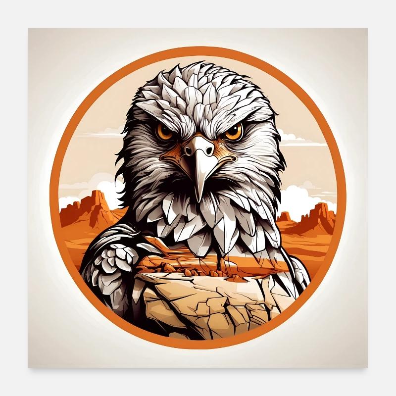 Harris Hawk Buse du désert Portrait Poster 60 x 60 cm