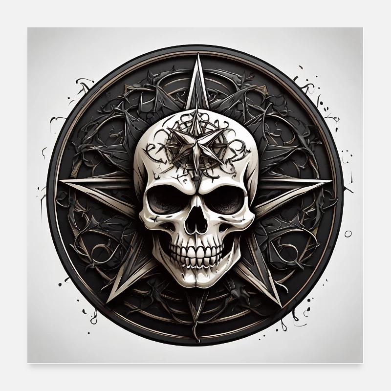 decorative decorated skull motif in gothic style Poster 24" x 24" (60x60 cm)