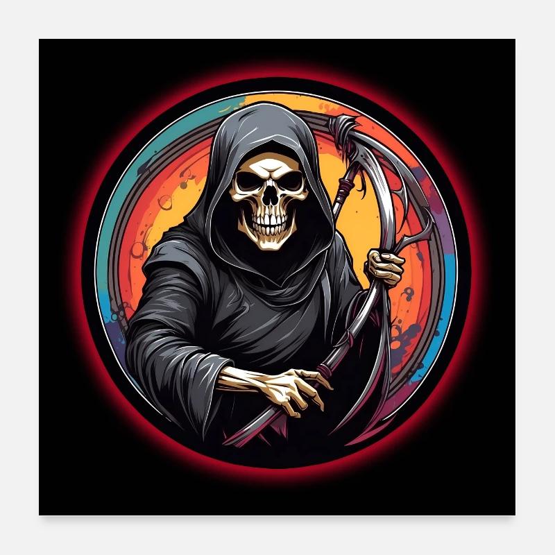 Grim Reaper Faucheuse Squelette Bone Man Poster 60 x 60 cm
