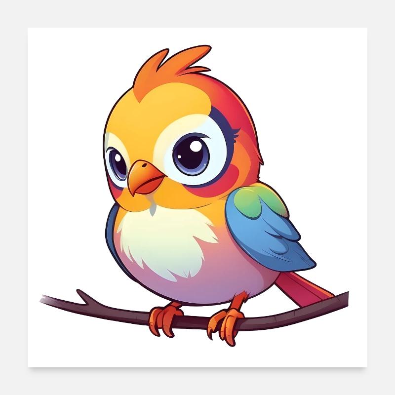 Regenbogen-Spatz Poster 60x60 cm