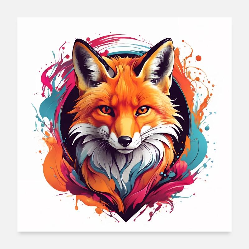 Affiche Portrait de renard roux Poster 60 x 60 cm