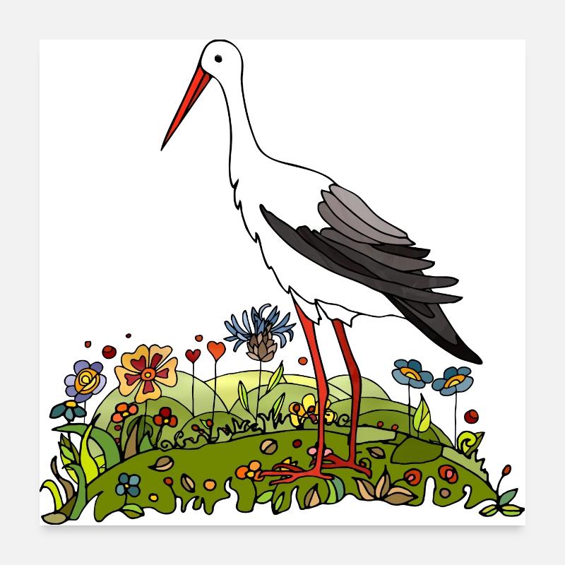 Stork bird Poster 24" x 24" (60x60 cm)