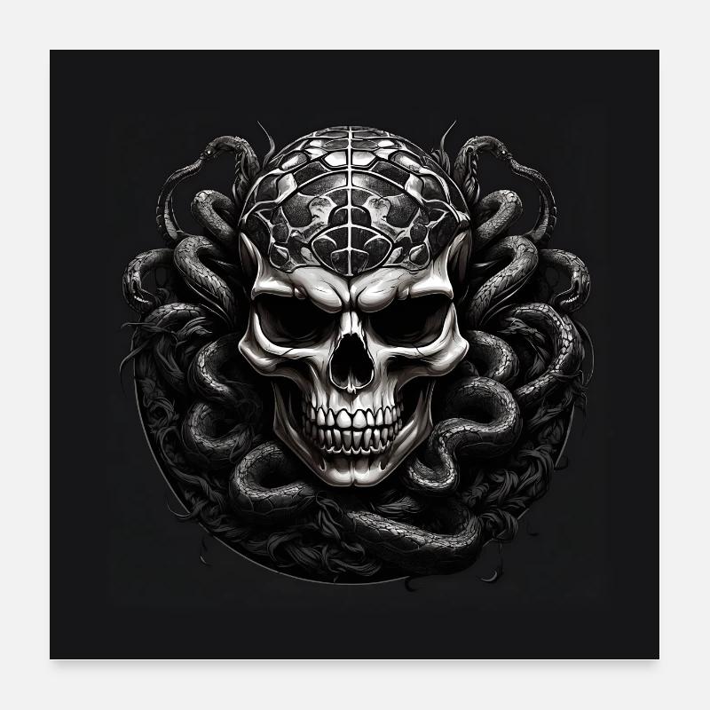 Poster Skull Skull with Snakes Poster 24" x 24" (60x60 cm)