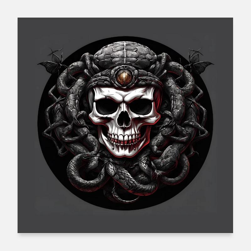 Poster Skull Skull with Snakes Poster 24" x 24" (60x60 cm)