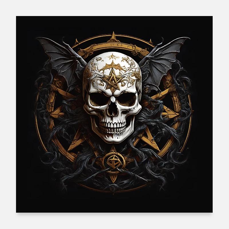 Gloomy Skull Motif Decorative Skull Poster 24" x 24" (60x60 cm)