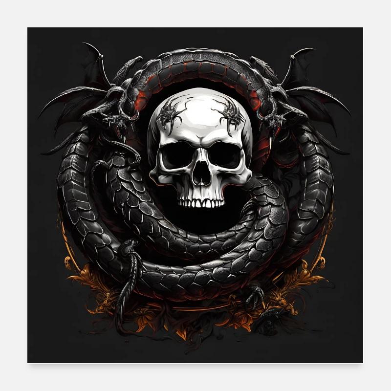 Skull decorative skull with snake Poster 24" x 24" (60x60 cm)