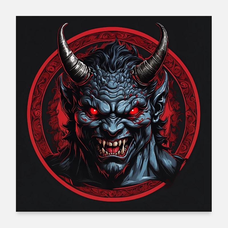 Devil with red glowing eyes Poster 24" x 24" (60x60 cm)