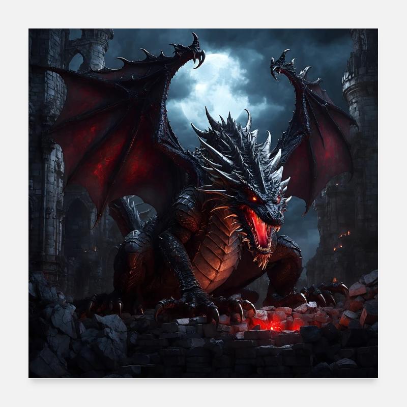 Big Dragon au clair de lune Poster 60 x 60 cm