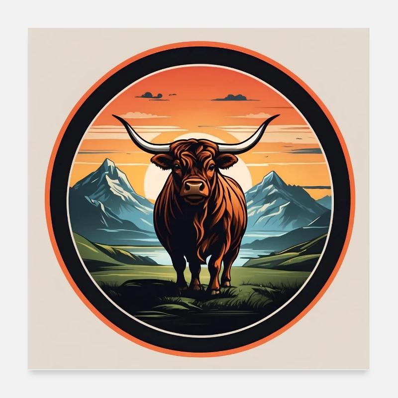 Bovins écossais Highlands Highlands Poster 60 x 60 cm