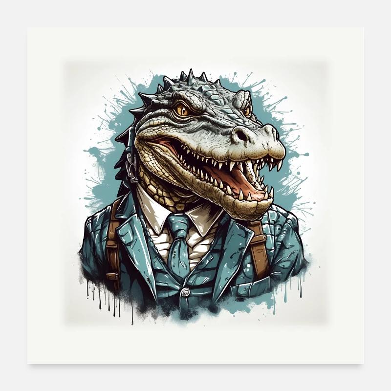 Alligator chic et décontracté avec costume Poster 60 x 60 cm