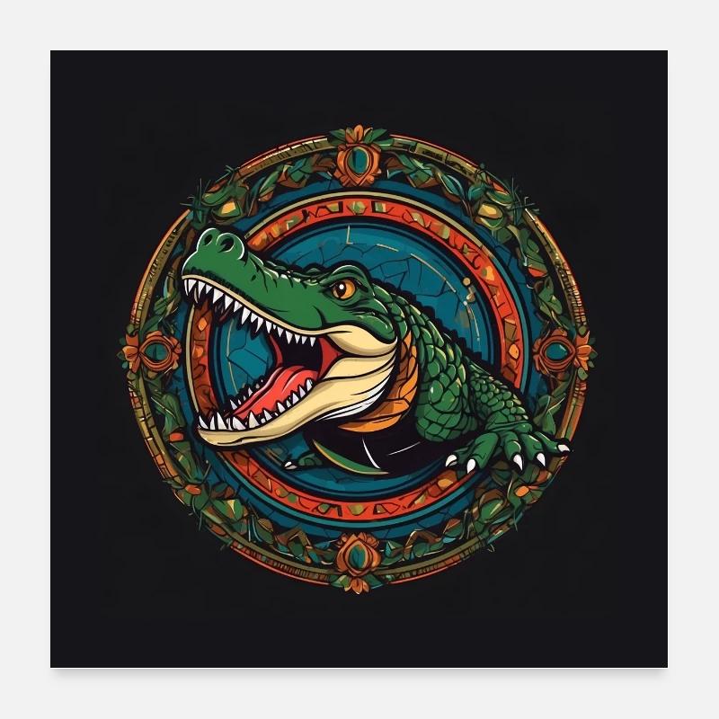 Alligator portrait Crocodile portrait in comic book style Poster 24" x 24" (60x60 cm)