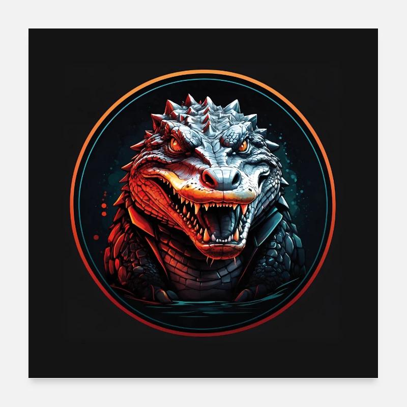 Alligator Portrait Crocodile with Open Mouth Poster 24" x 24" (60x60 cm)