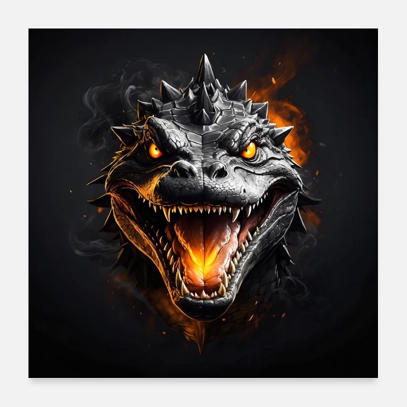 Angry crocodile alligator with glowing eyes Poster 24" x 24" (60x60 cm)