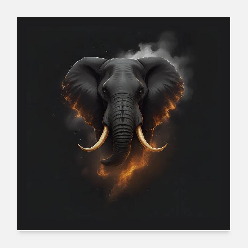 Portrait d’éléphant Poster 60 x 60 cm