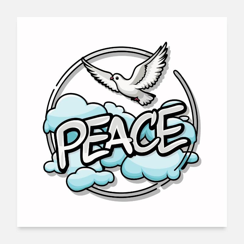 White dove of peace with blue clouds Poster 24" x 24" (60x60 cm)