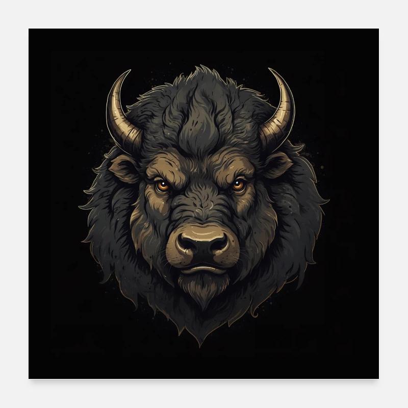 Portrait de bison d’un fier taureau bison Poster 60 x 60 cm