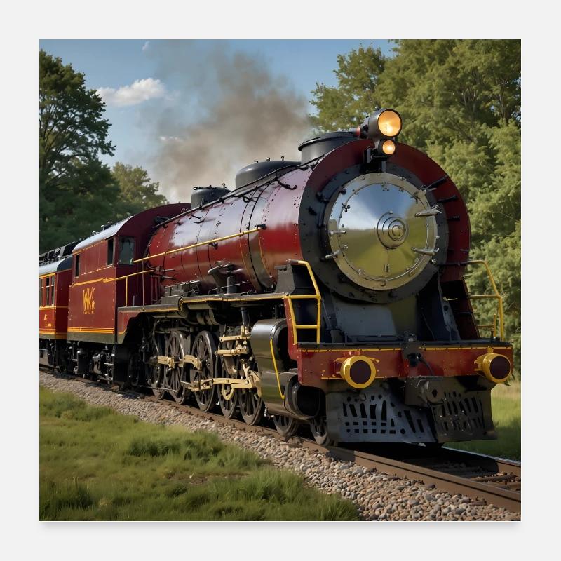 Grosse nostalgische Dampflokomotive Poster 60x60 cm
