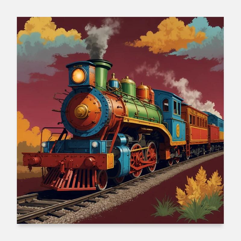 Nostalgic steam locomotive with trailers Poster 24" x 24" (60x60 cm)